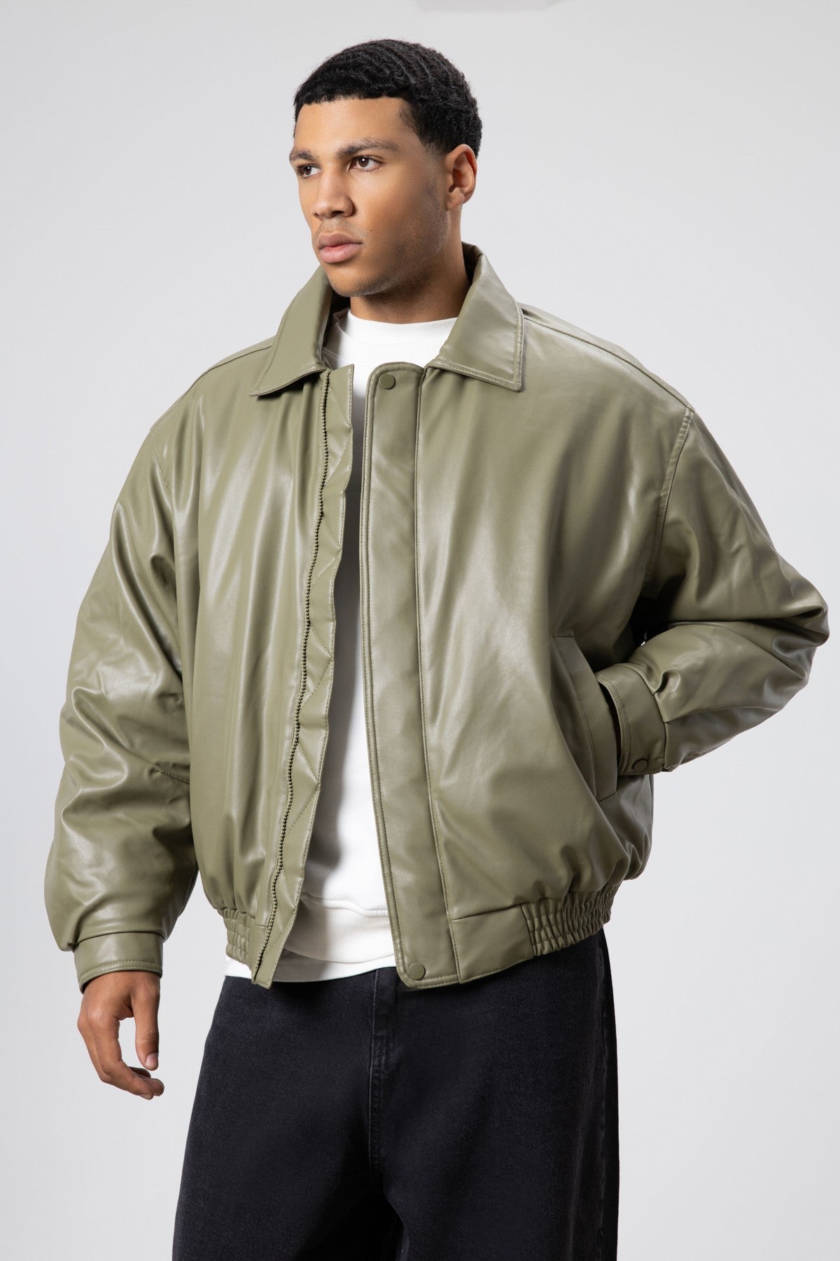 Basic Suni Deri Oversize Ceket