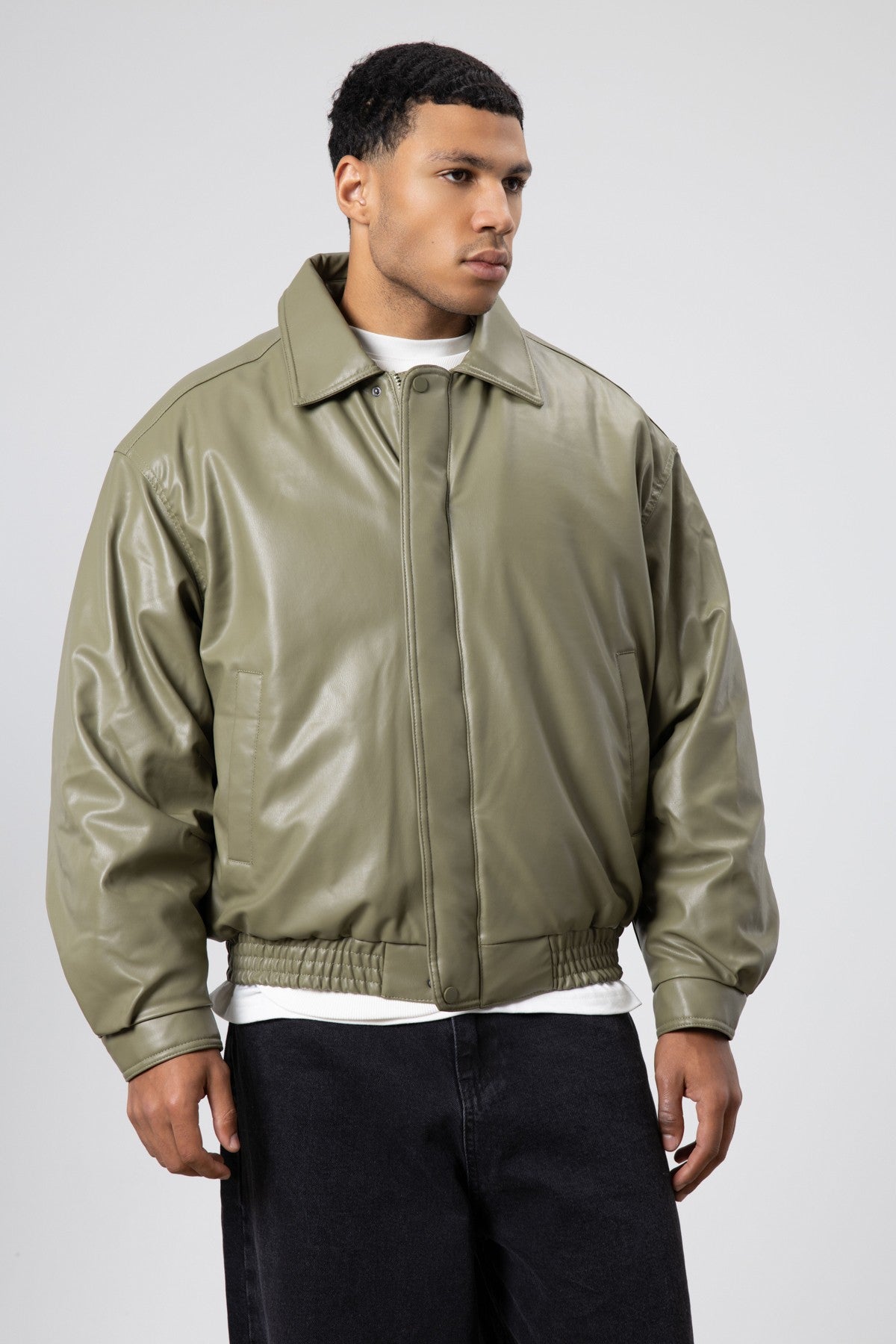 Basic Suni Deri Oversize Ceket