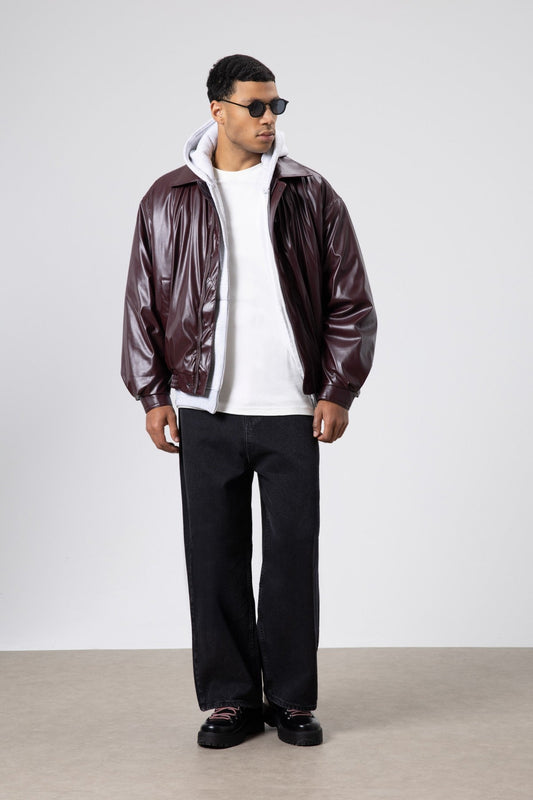 Basic Suni Deri Oversize Ceket