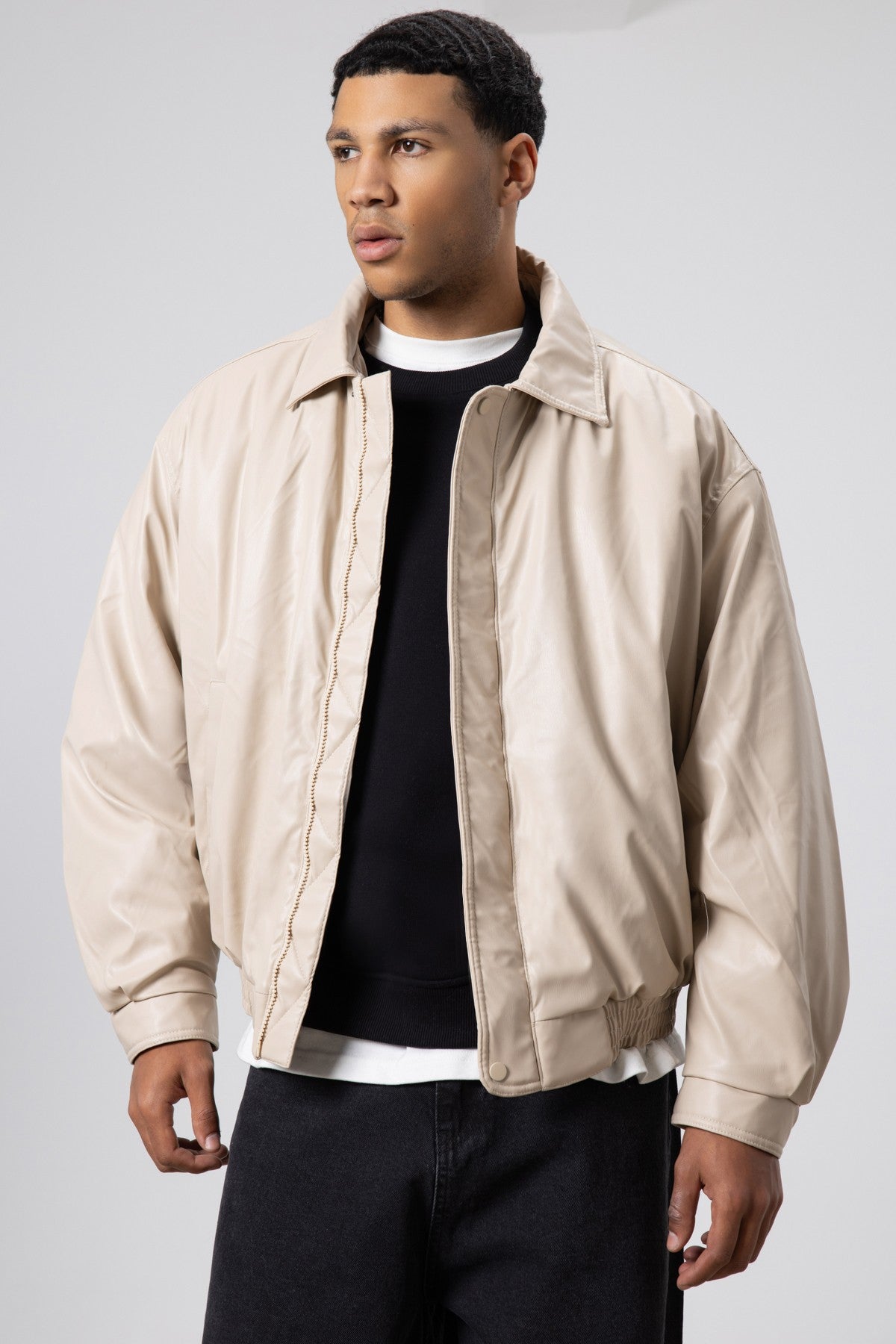 Basic Suni Deri Oversize Ceket