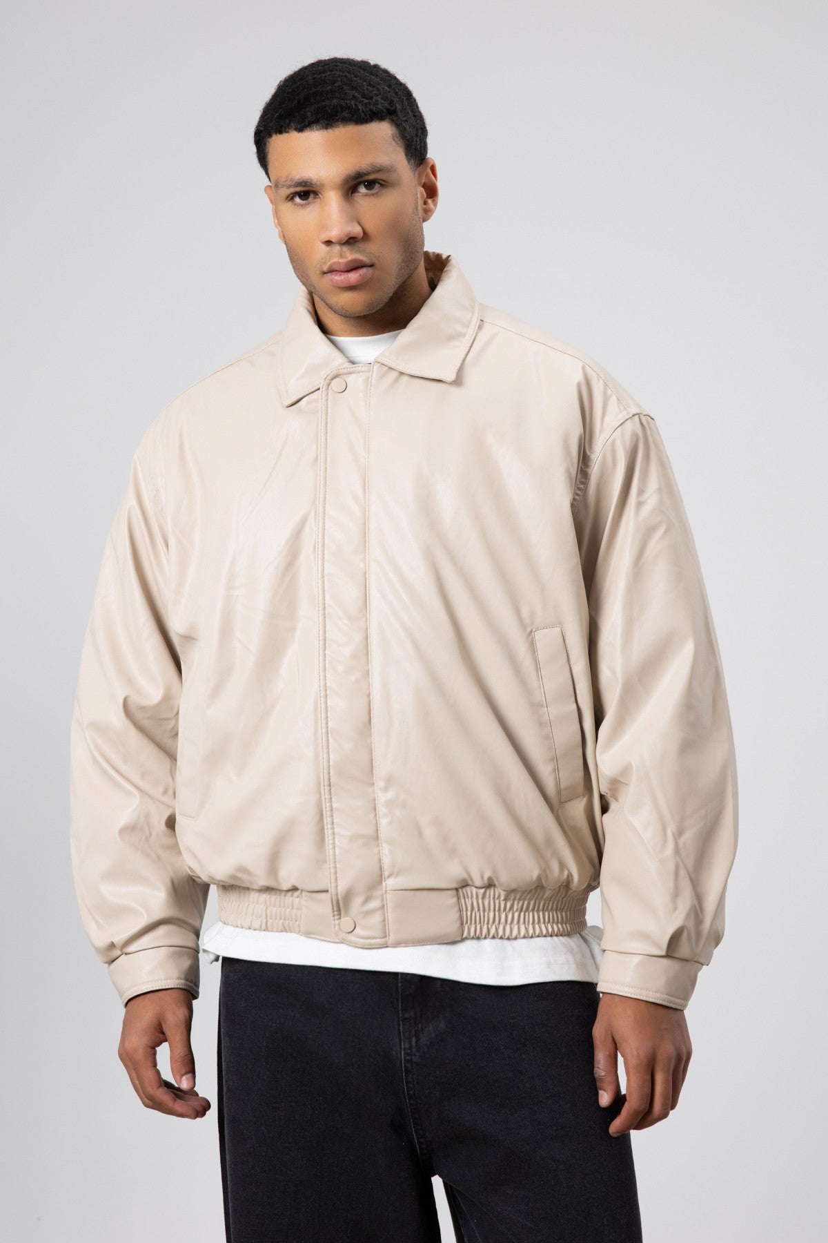 Basic Suni Deri Oversize Ceket