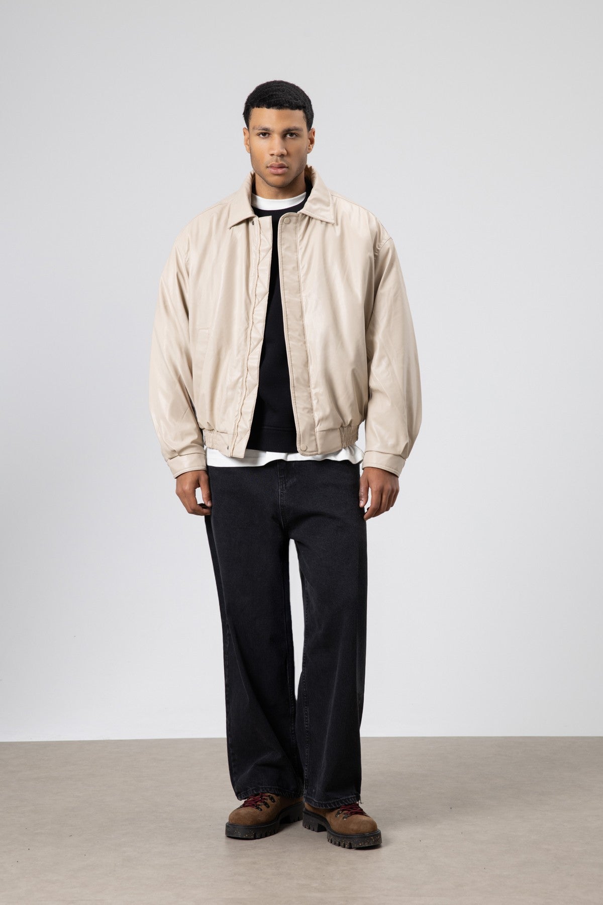 Basic Suni Deri Oversize Ceket