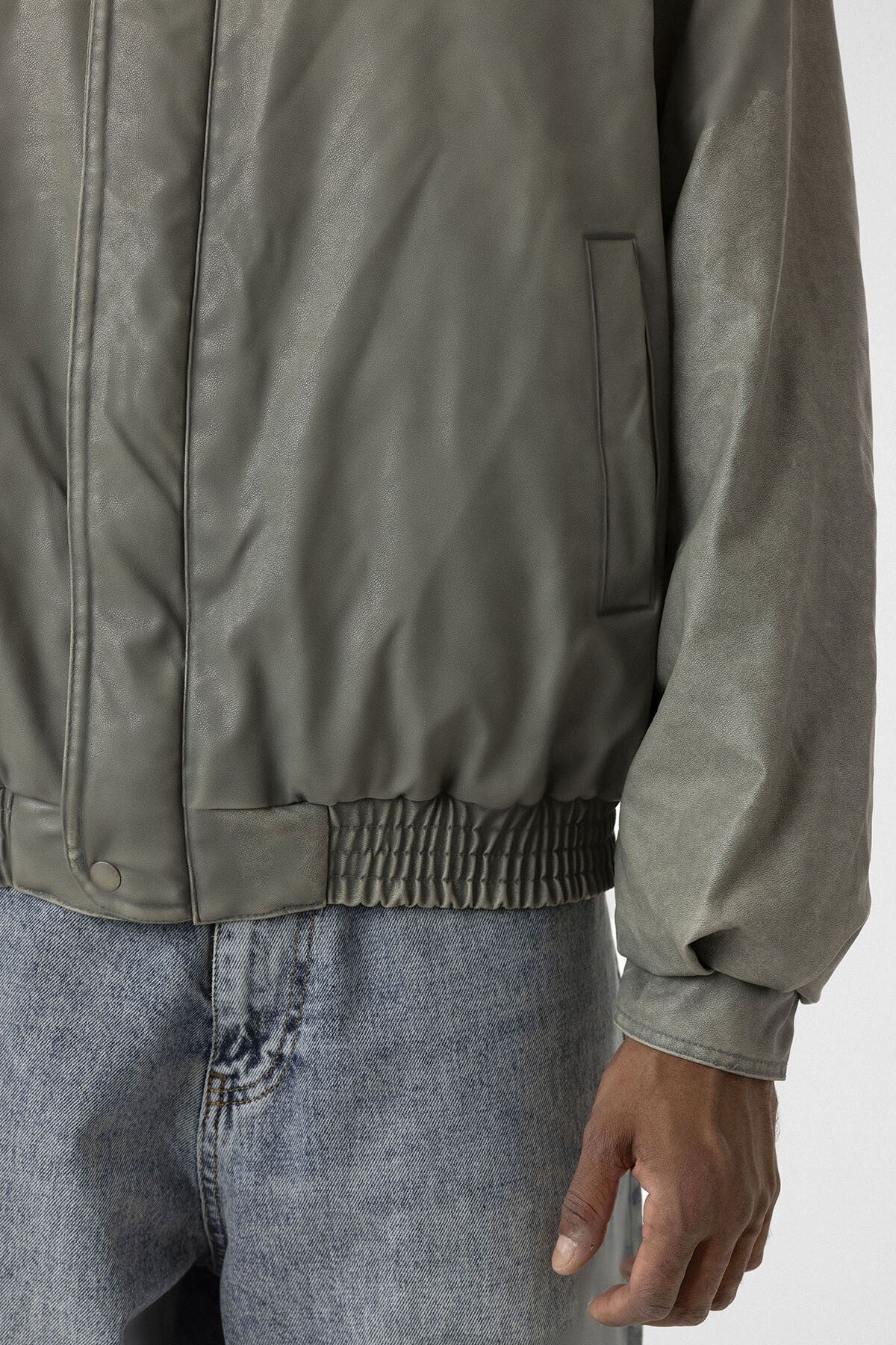 Yıkamalı Oversize Deri Ceket