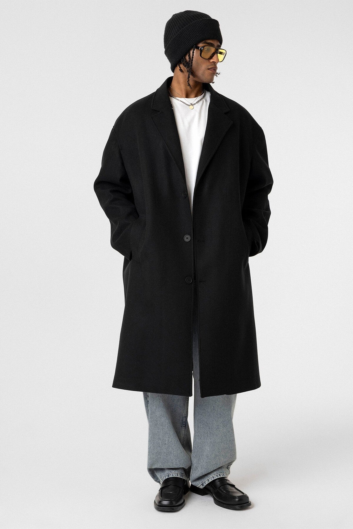 Oversize Uzun Kaşe Kaban