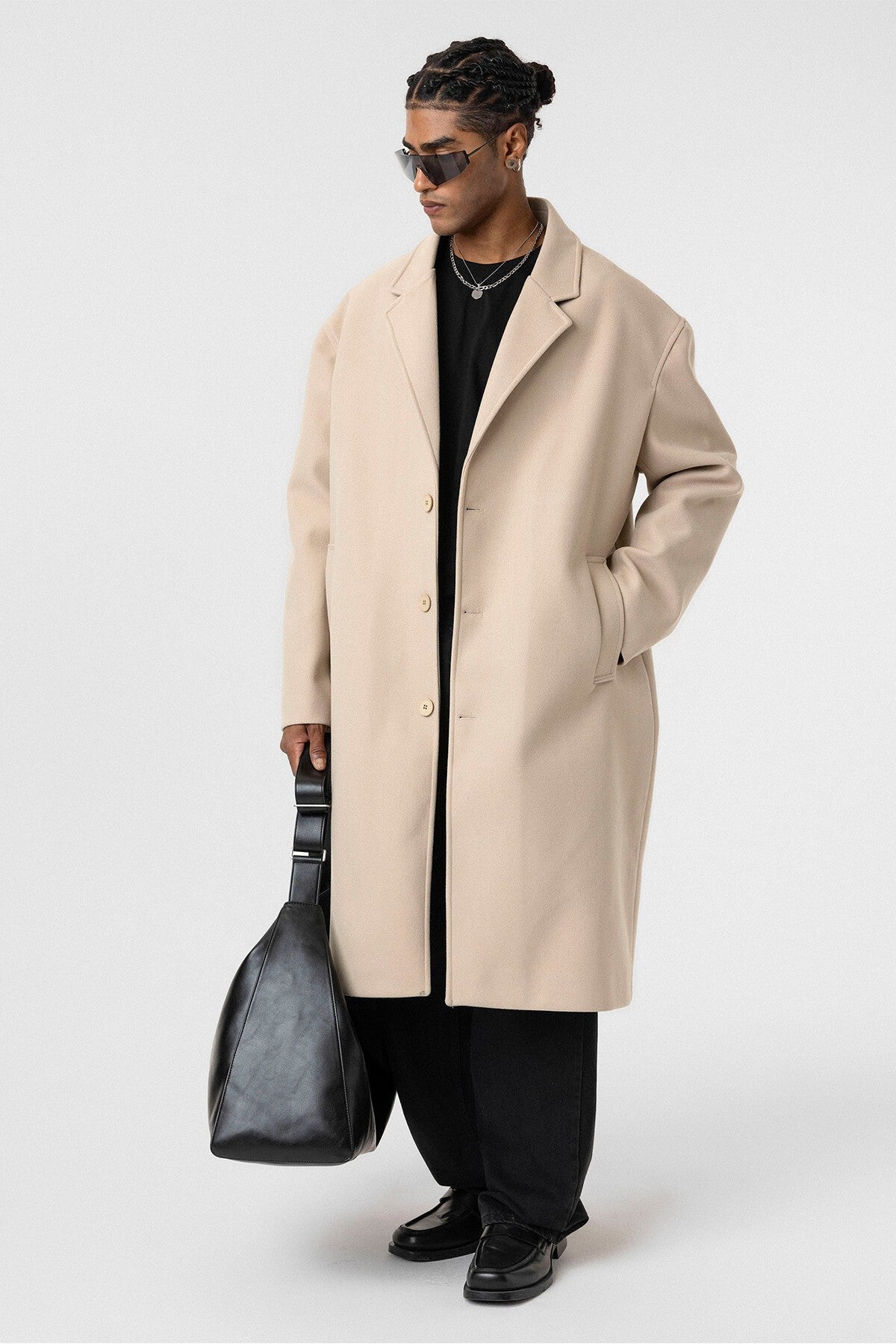 Oversize Uzun Kaşe Kaban