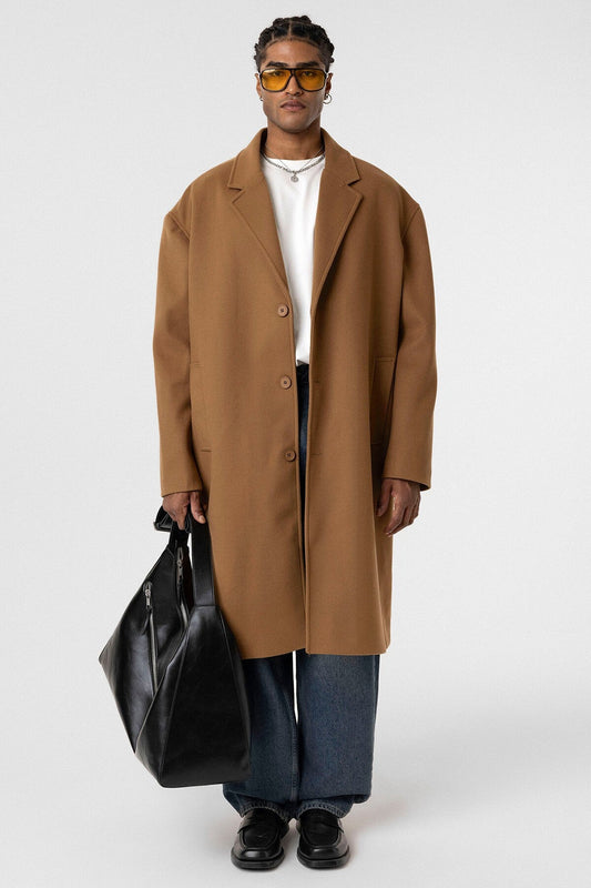 Oversize Uzun Kaşe Kaban