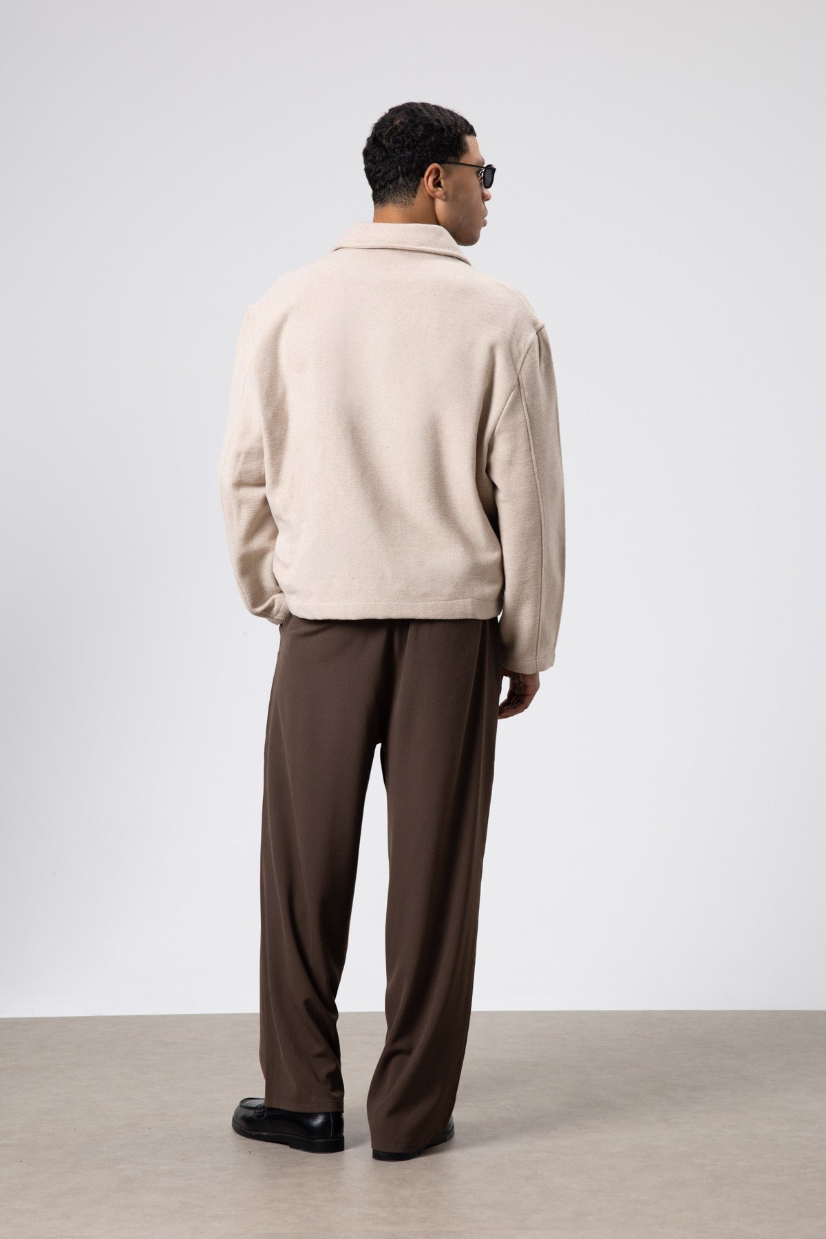 Oversize Fermuarlı Kaşe Ceket