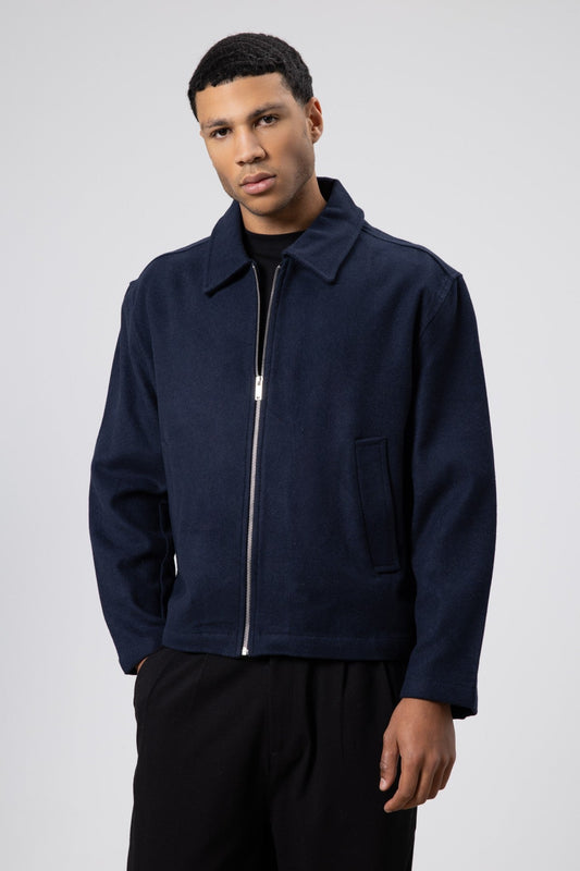 Oversize Fermuarlı Kaşe Ceket