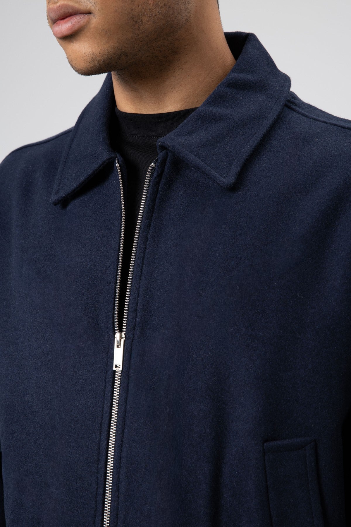 Oversize Fermuarlı Kaşe Ceket