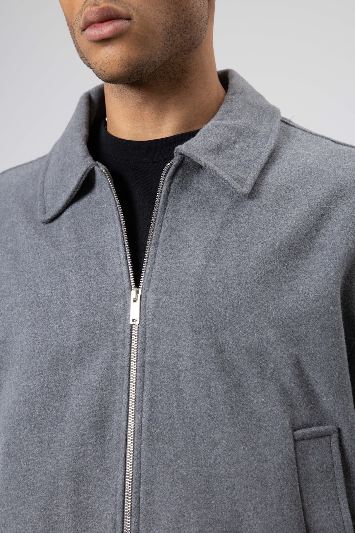 Oversize Fermuarlı Kaşe Ceket