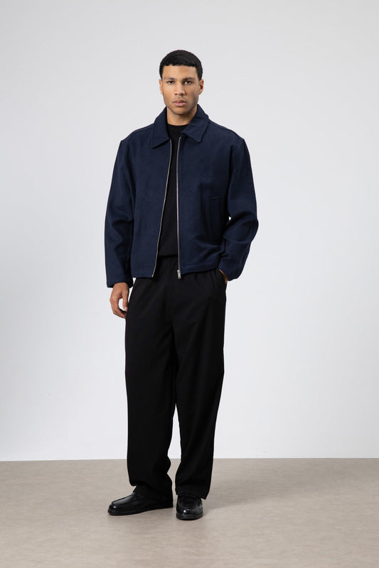 Oversize Fermuarlı Kaşe Ceket