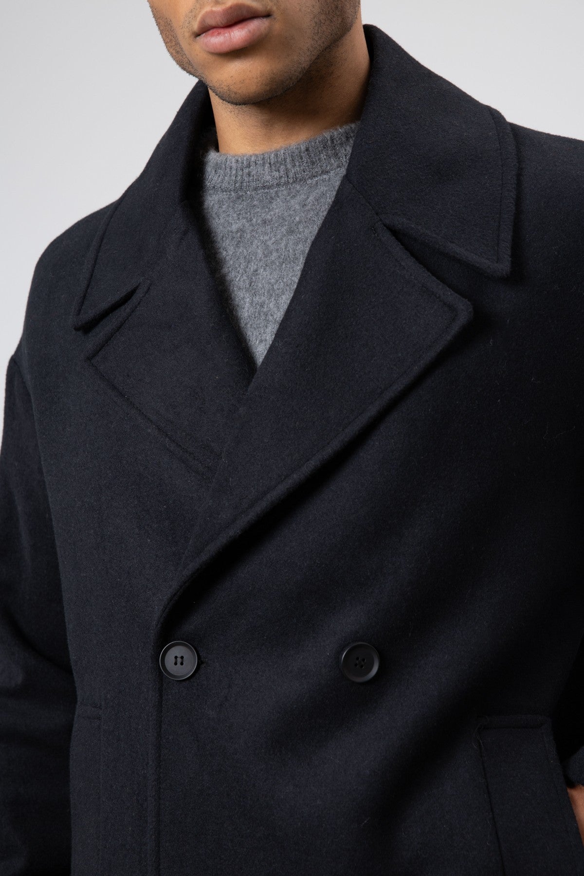 Oversize Kruvaze Kısa Kaşe Ceket