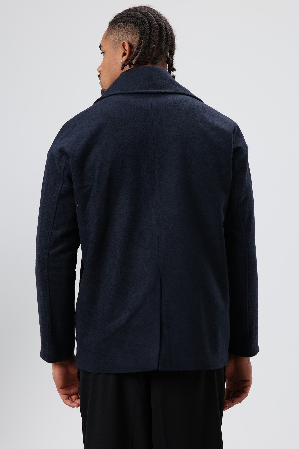 Oversize Kruvaze Kısa Kaşe Ceket