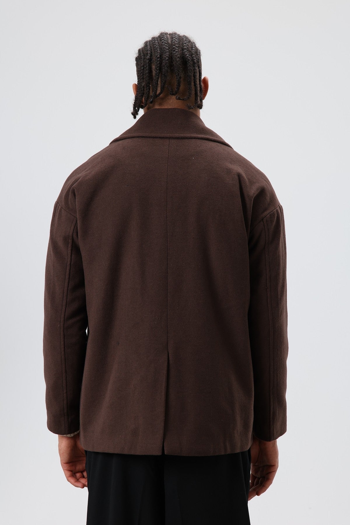Oversize Kruvaze Kısa Kaşe Ceket