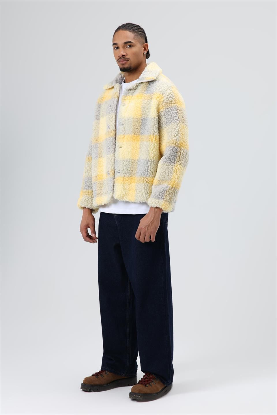 Oversize Peluş Ekose Ceket