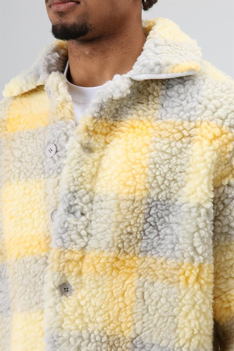Oversize Peluş Ekose Ceket
