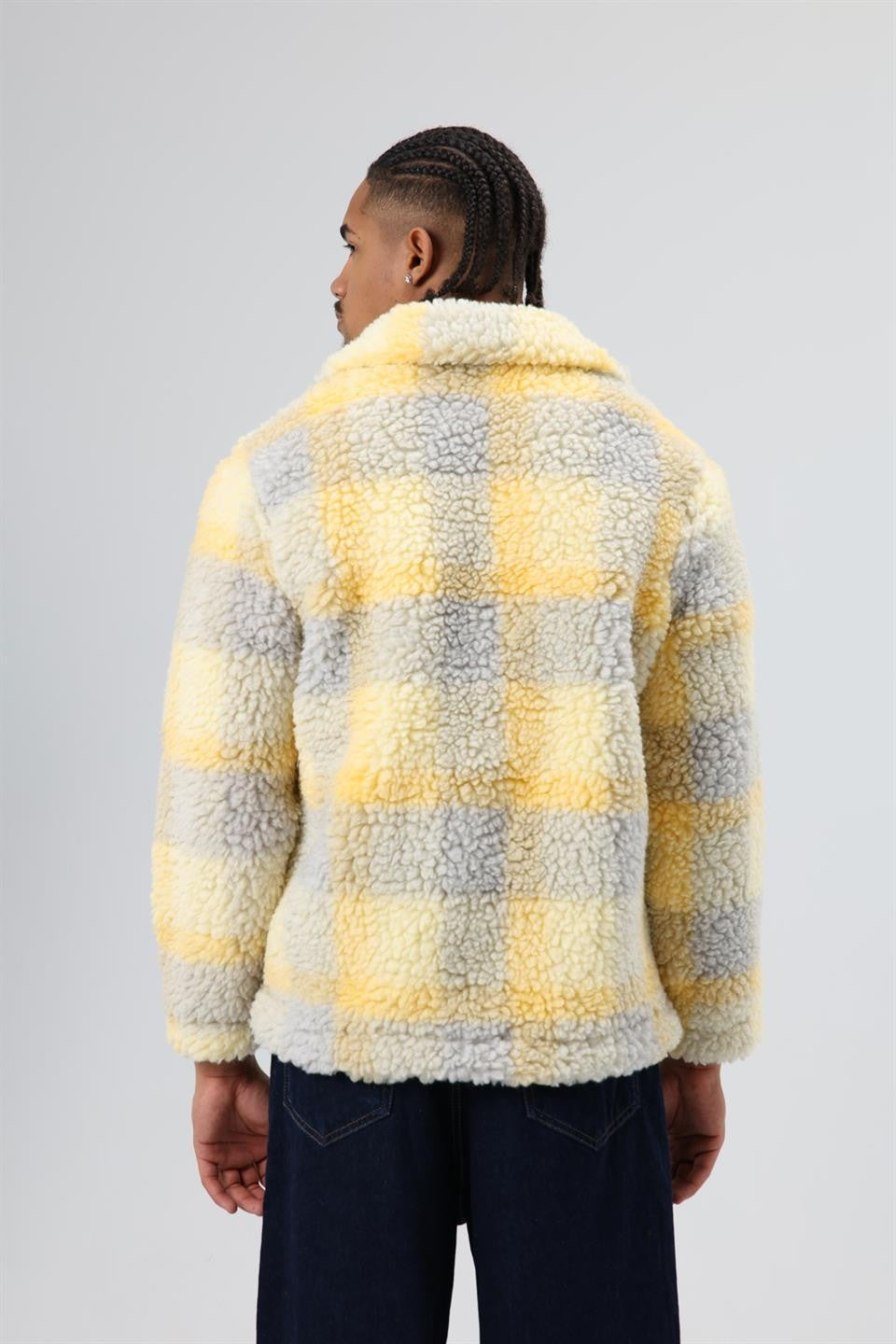 Oversize Peluş Ekose Ceket