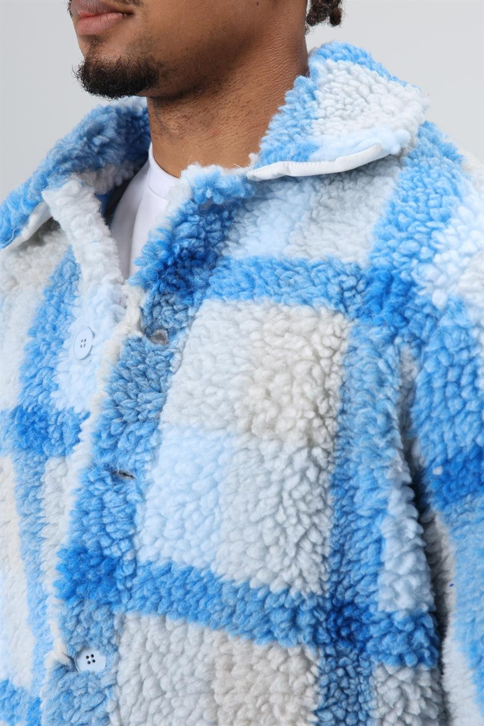Oversize Peluş Ekose Ceket