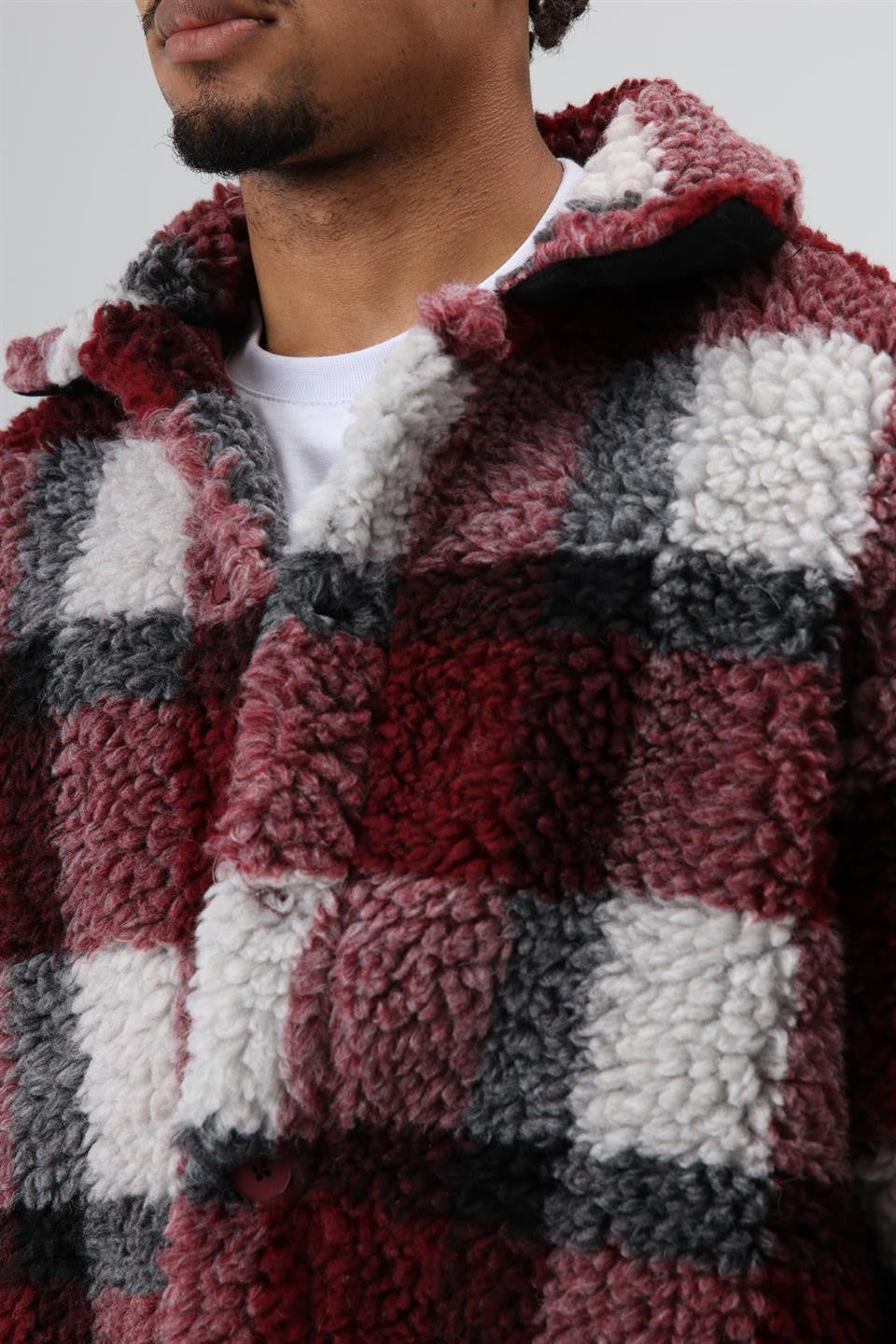 Oversize Peluş Ekose Ceket
