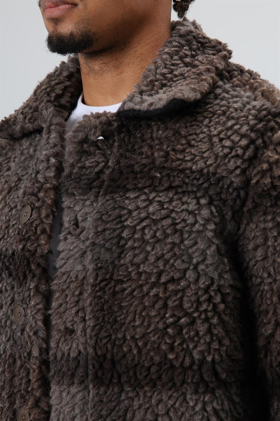 Oversize Peluş Ekose Ceket