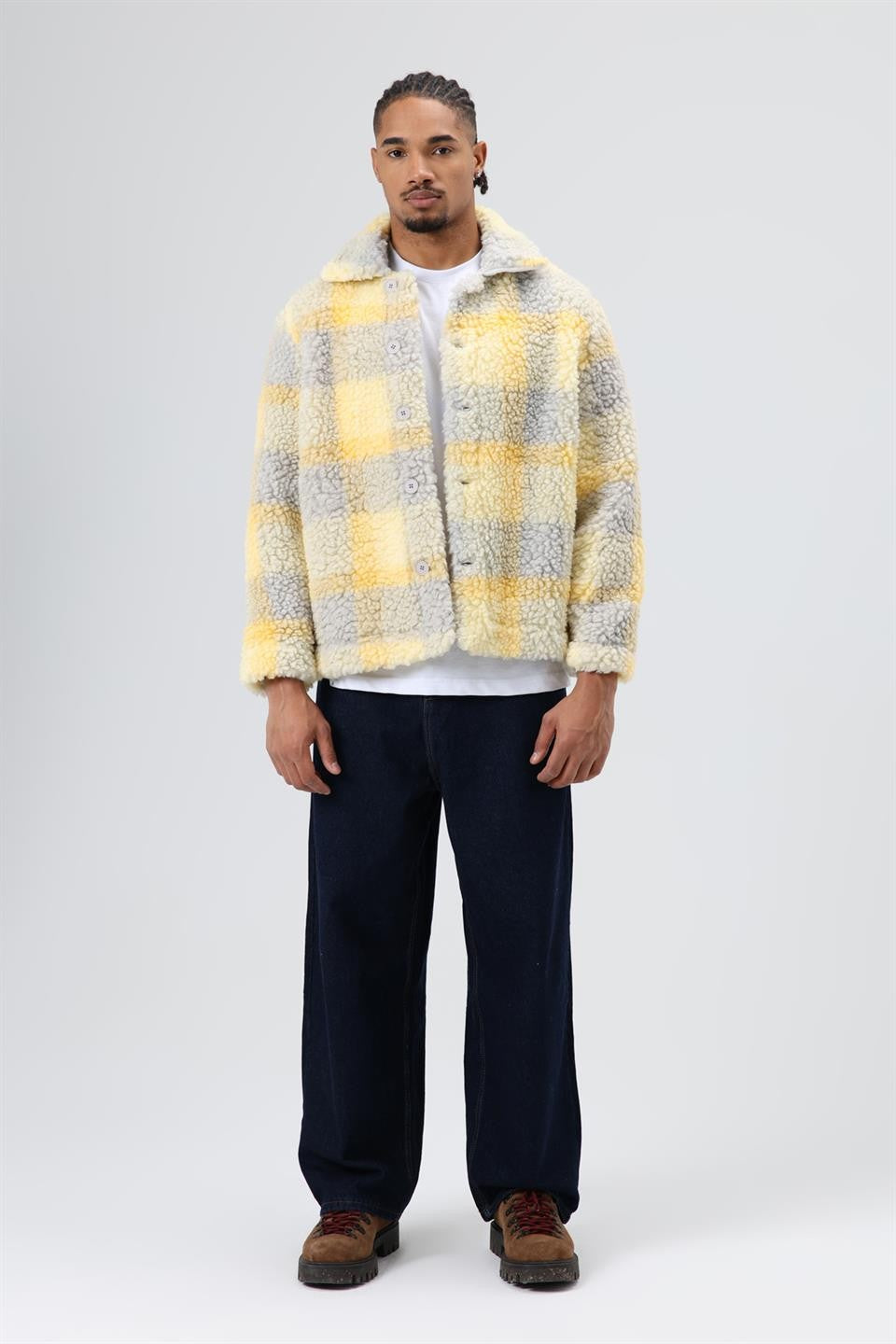 Oversize Peluş Ekose Ceket