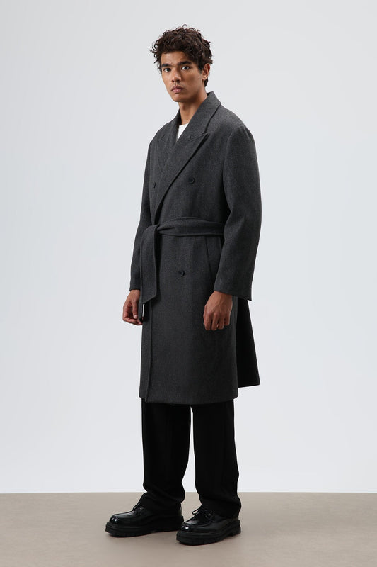 Oversize Kruvaze Kaşe Kaban