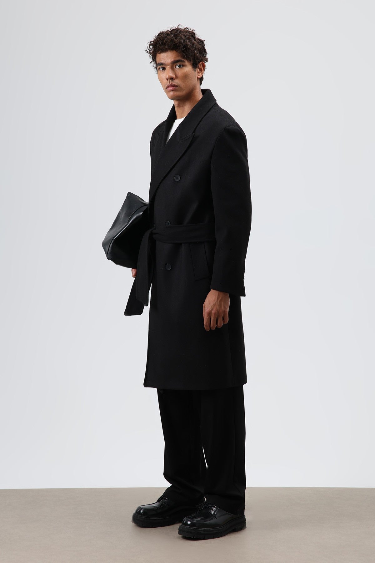 Oversize Kruvaze Kaşe Kaban