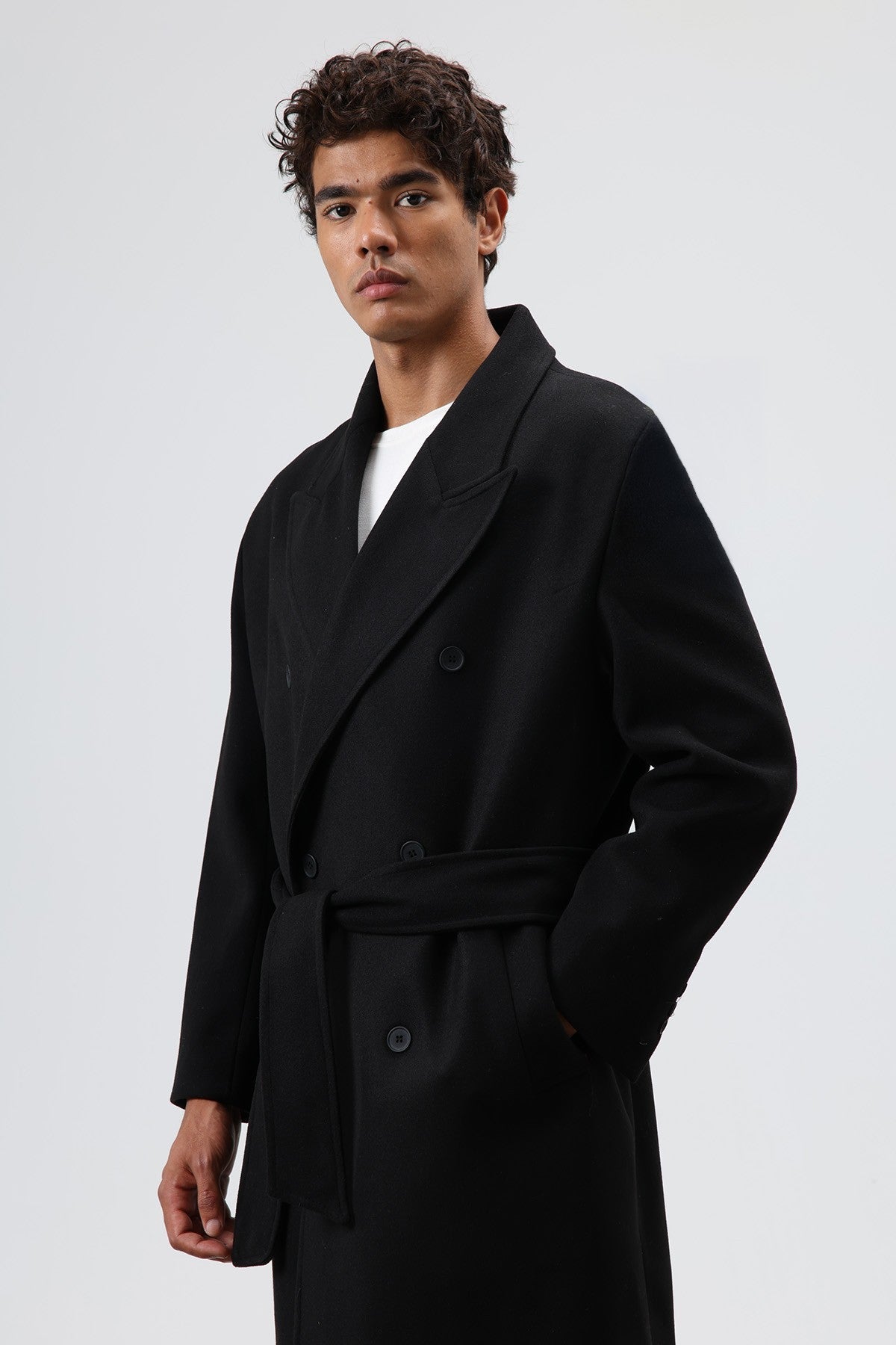 Oversize Kruvaze Kaşe Kaban