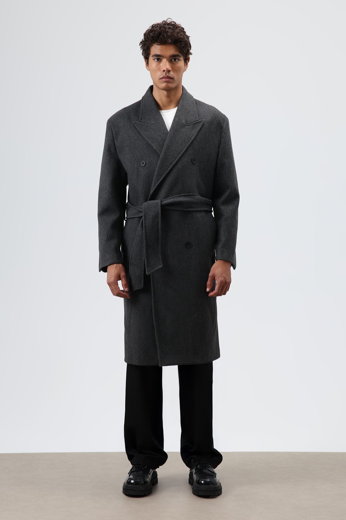 Oversize Kruvaze Kaşe Kaban