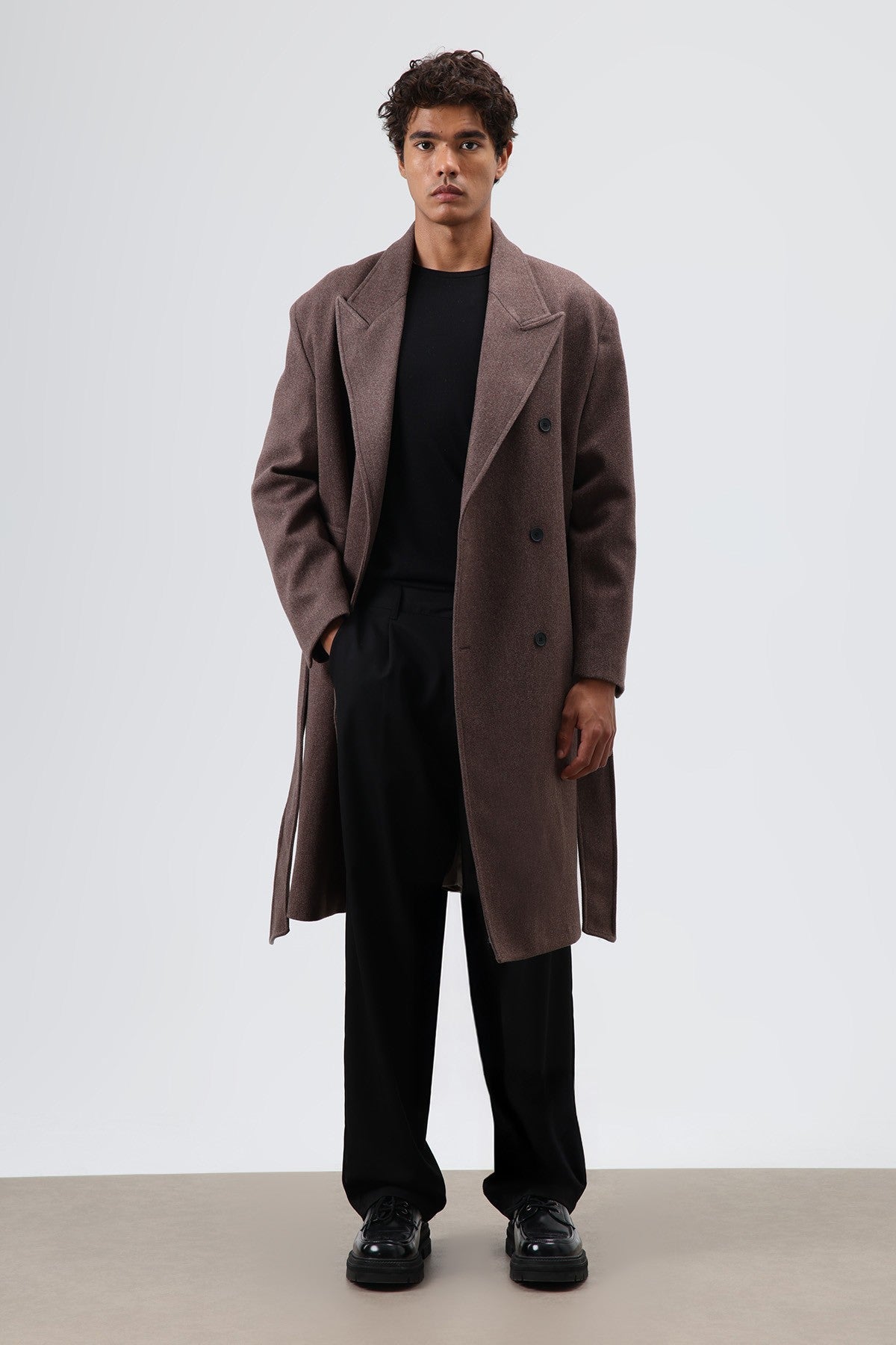 Oversize Kruvaze Kaşe Kaban