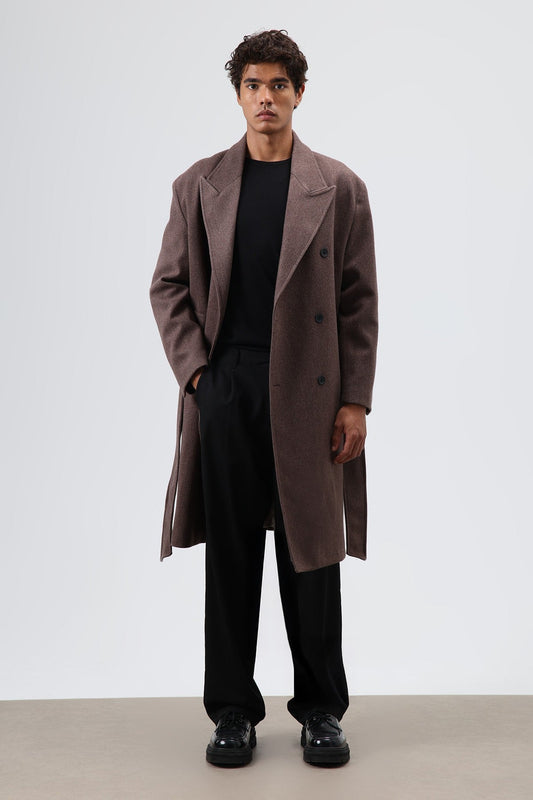 Oversize Kruvaze Kaşe Kaban