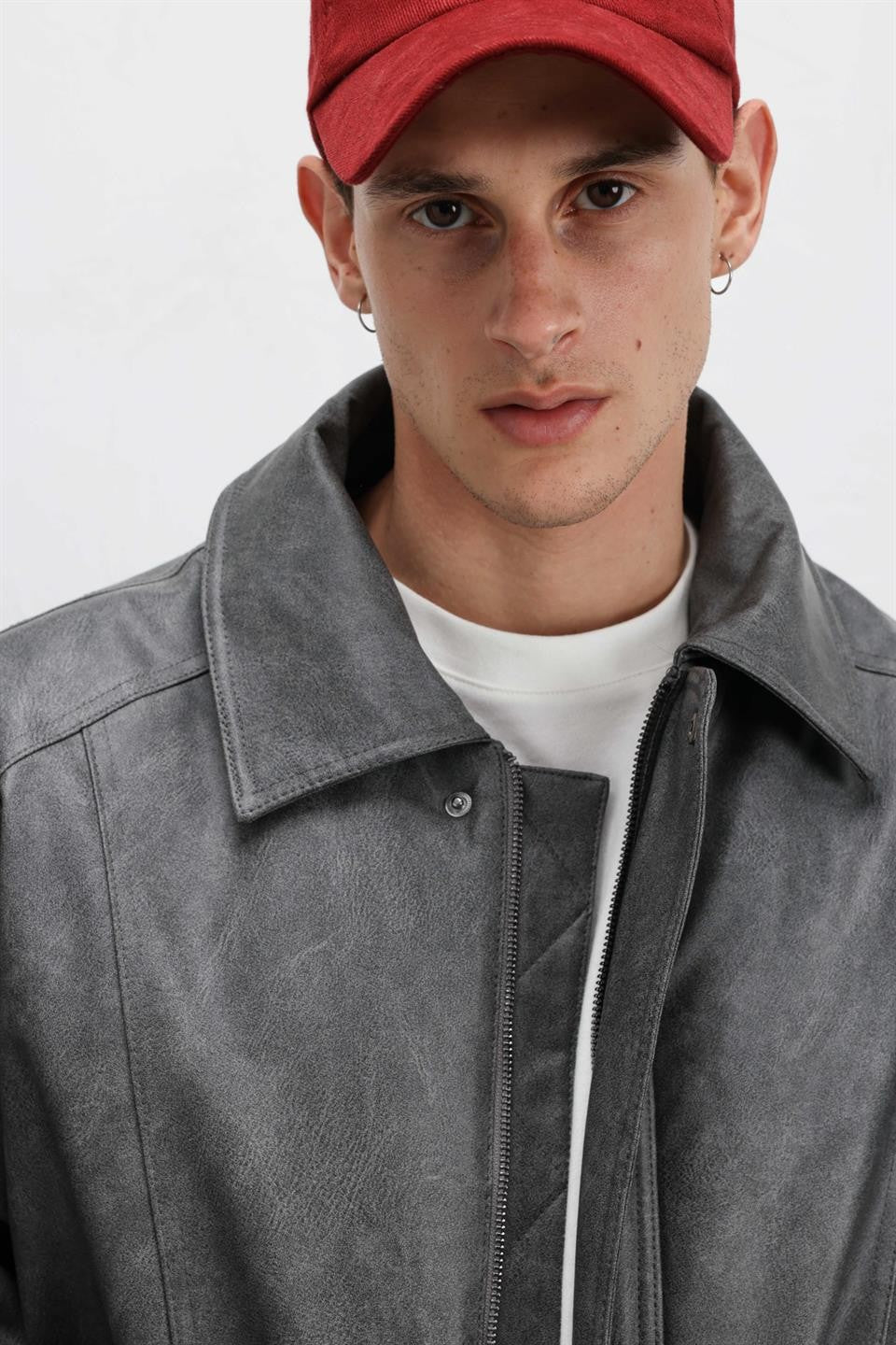 Oversize Deri Bomber Ceket