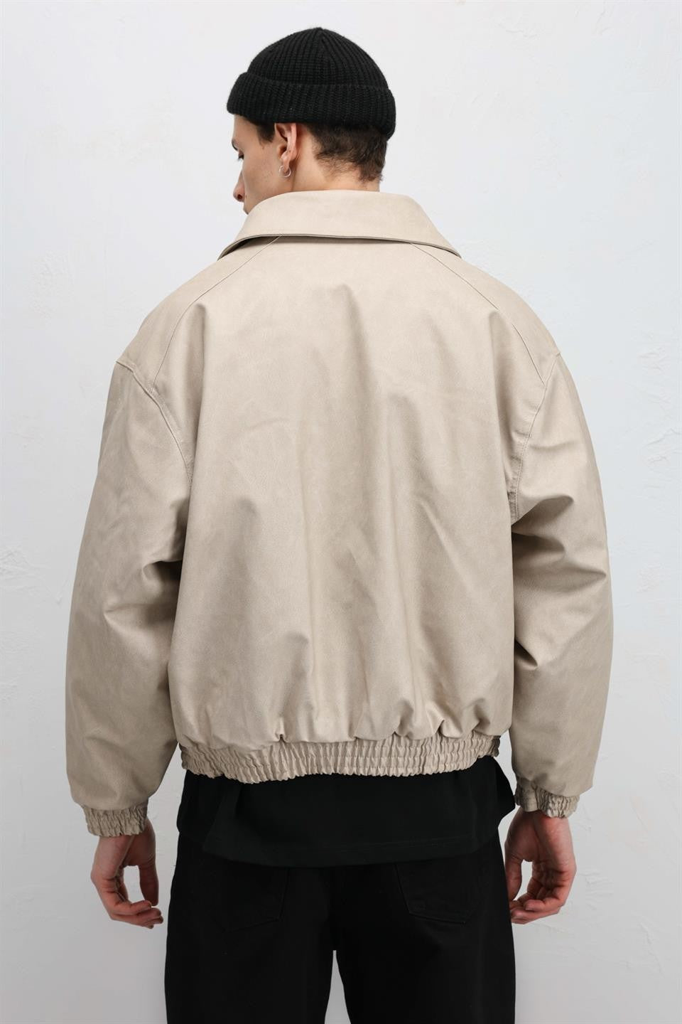 Oversize Deri Bomber Ceket