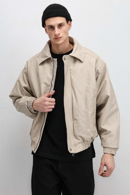 Oversize Deri Bomber Ceket
