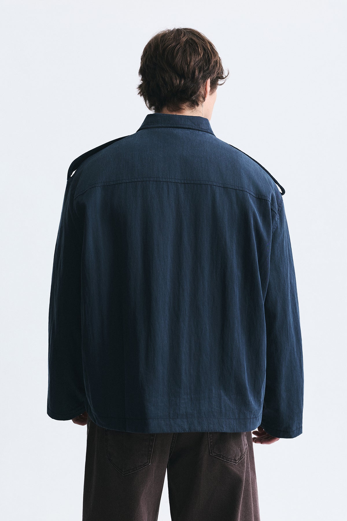 Oversize Düğmeli Dik Yaka Mont