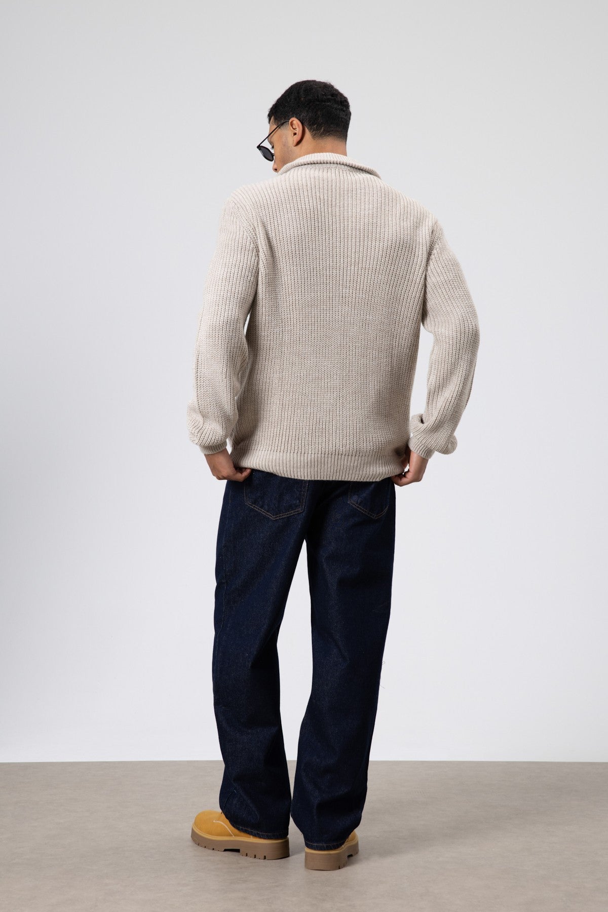 Oversize Fermuarlı Triko Hırka