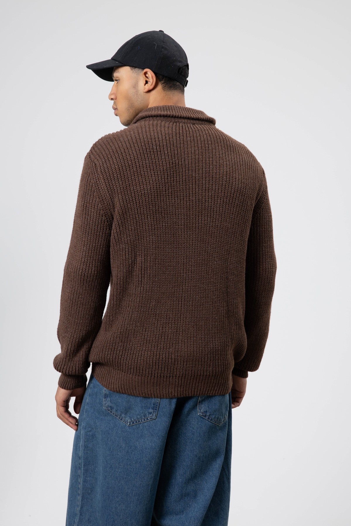 Oversize Fermuarlı Triko Hırka