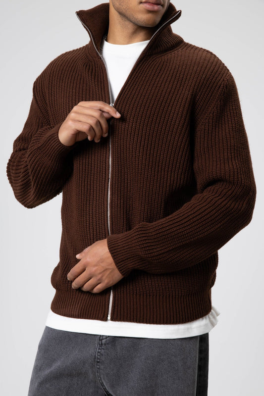 Oversize Fermuarlı Triko Hırka