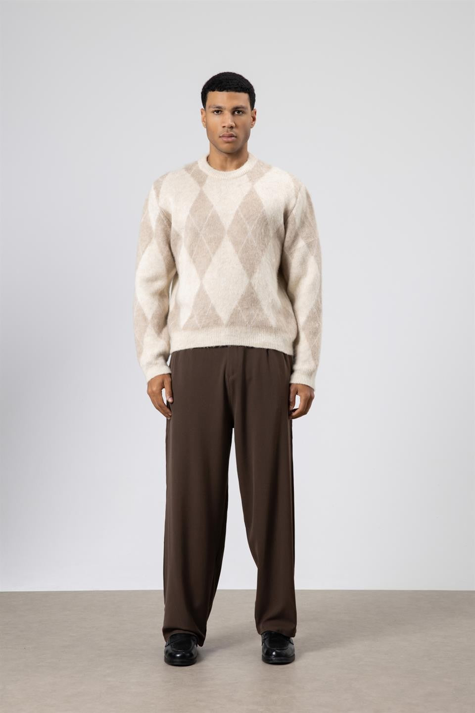 Baklava Desenli Oversize Kazak
