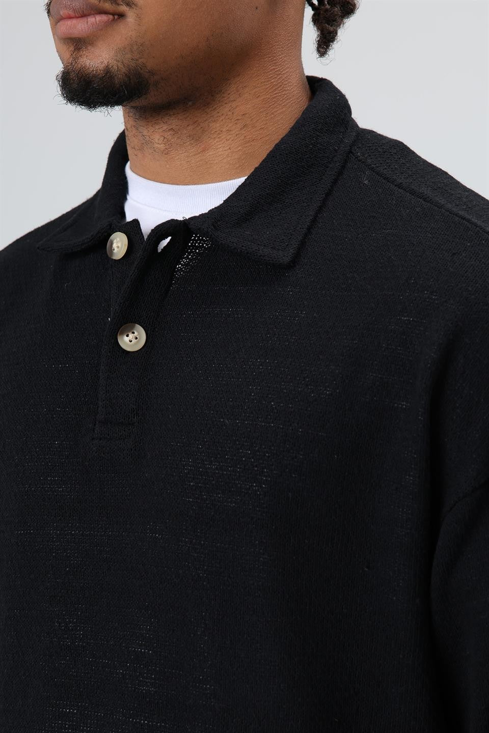 Oversize Polo Yaka Triko Kazak
