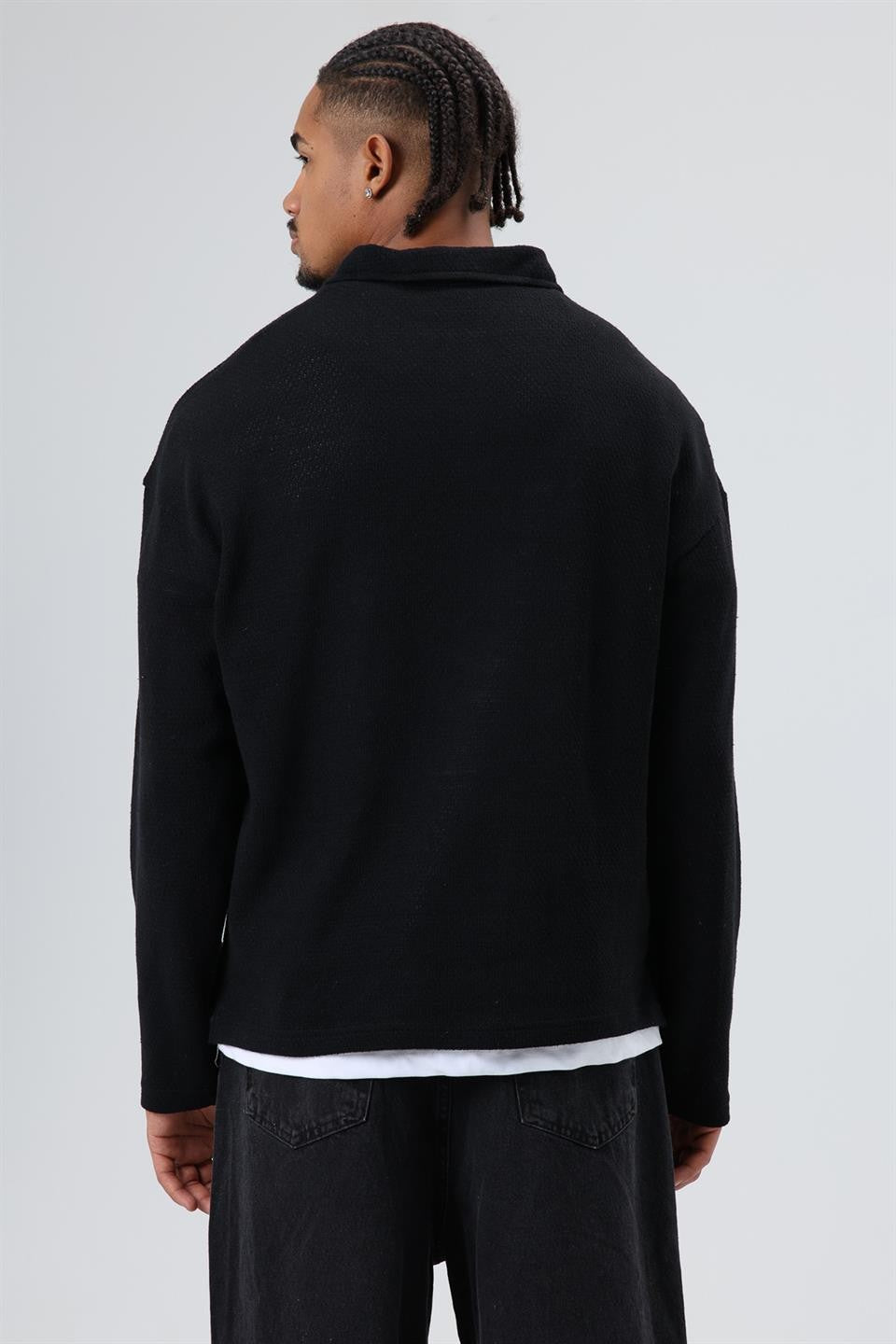 Oversize Polo Yaka Triko Kazak