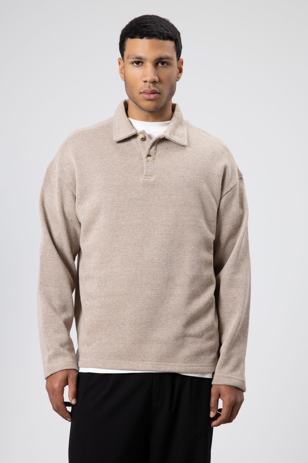 Oversize Polo Yaka Triko Kazak