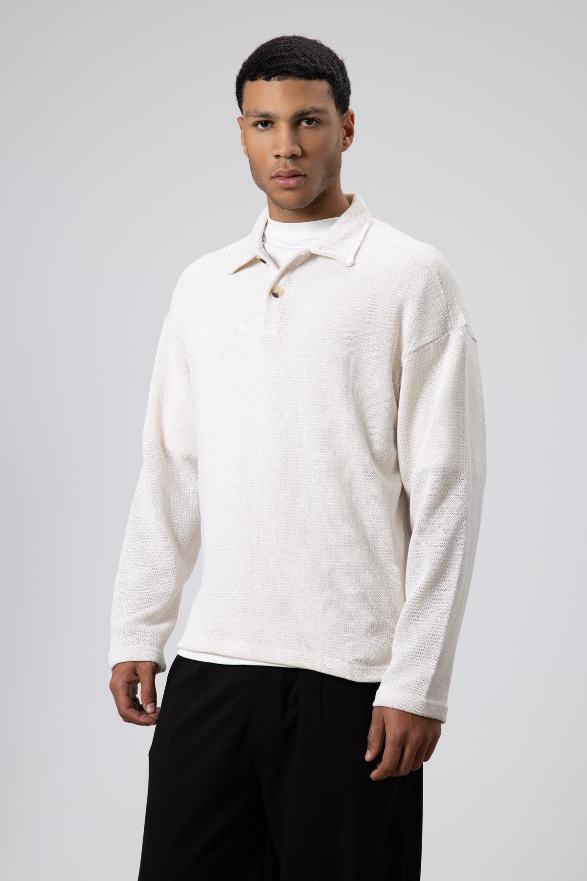 Oversize Polo Yaka Triko Kazak