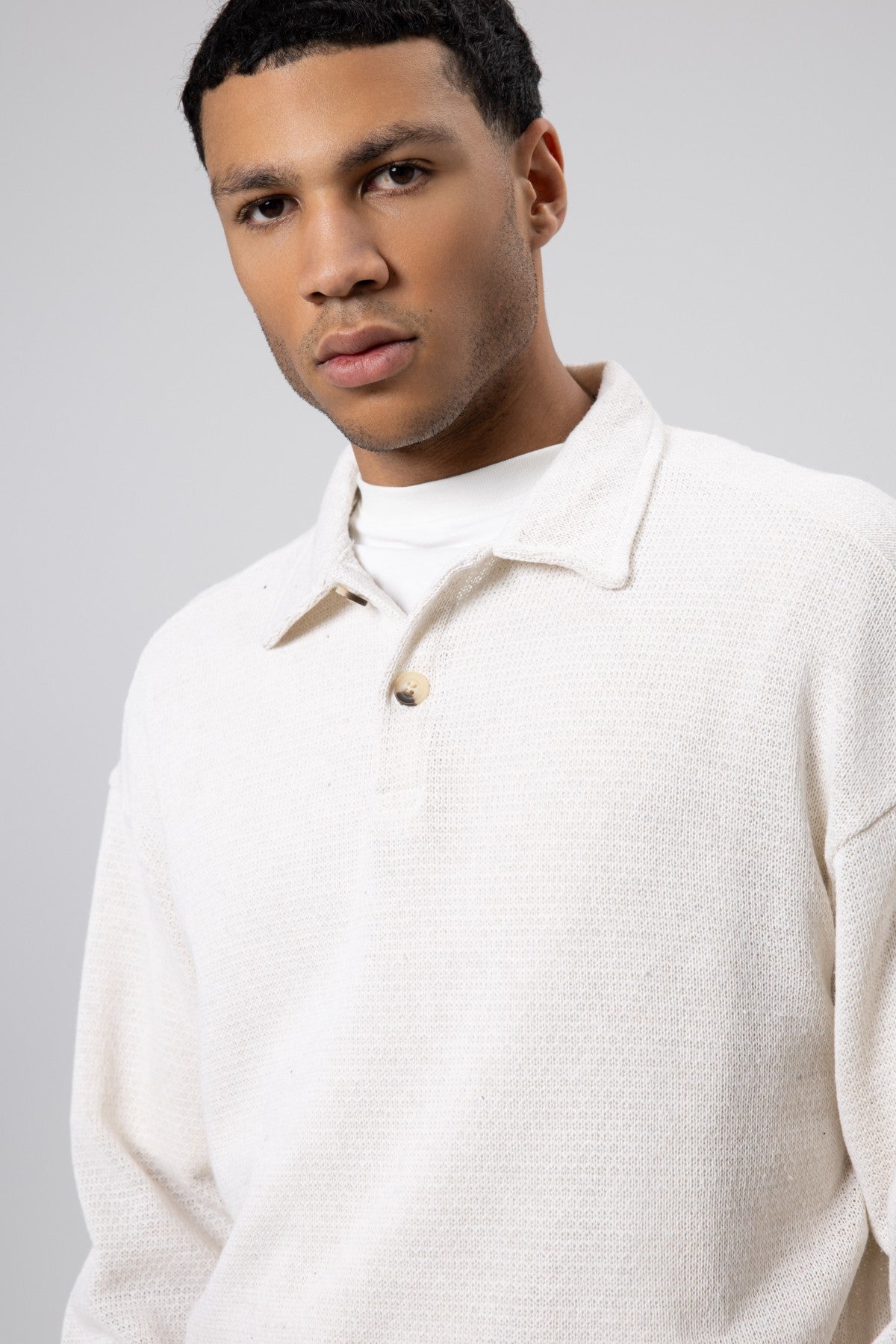 Oversize Polo Yaka Triko Kazak
