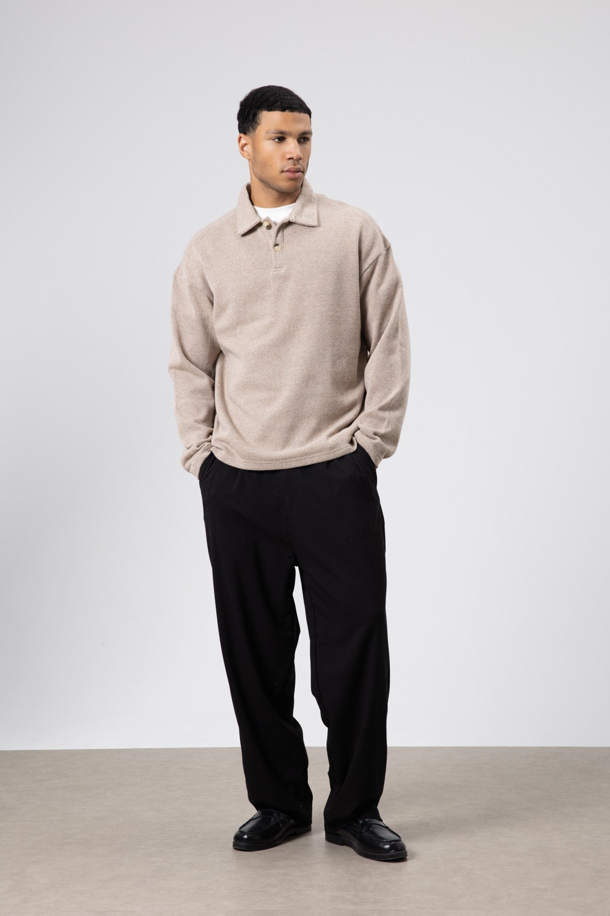 Oversize Polo Yaka Triko Kazak