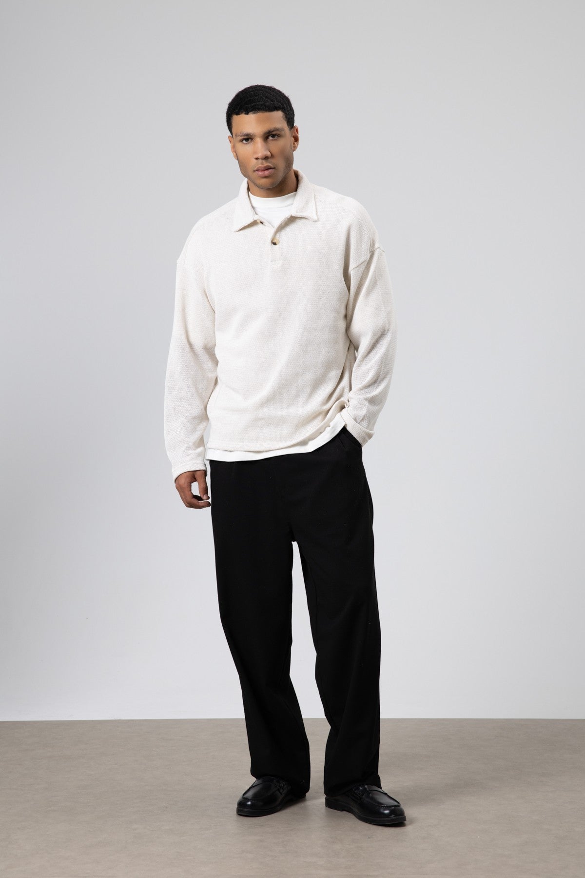 Oversize Polo Yaka Triko Kazak