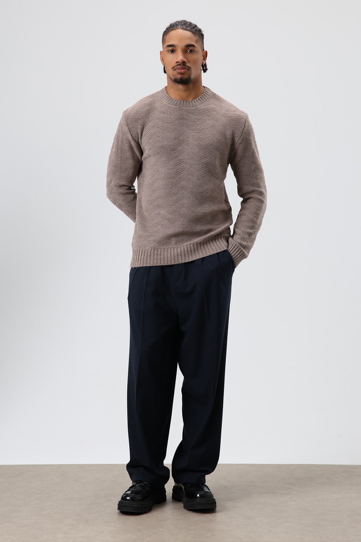 Bisiklet Yaka Oversize Triko Kazak