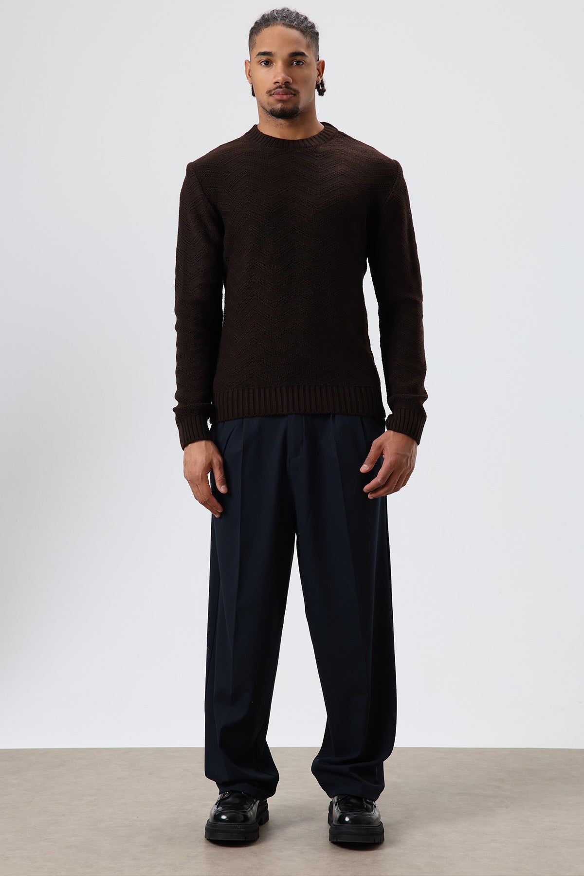 Bisiklet Yaka Oversize Triko Kazak