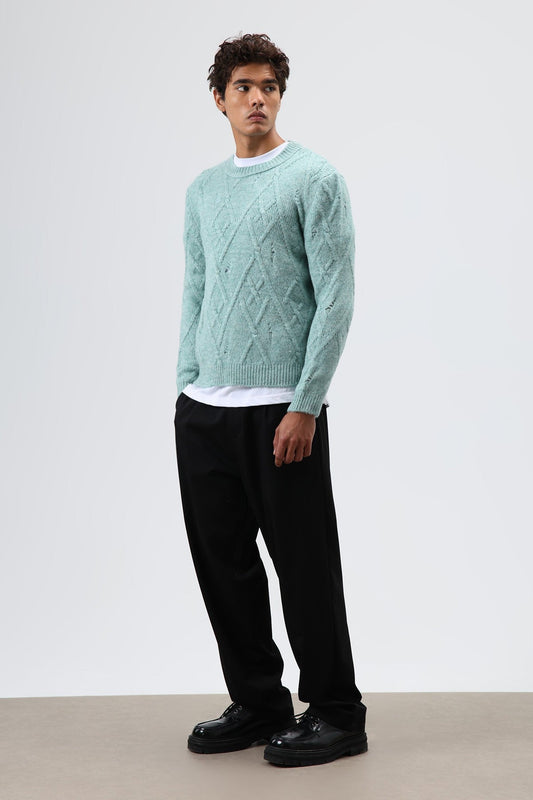 Oversize Desenli Triko Kazak