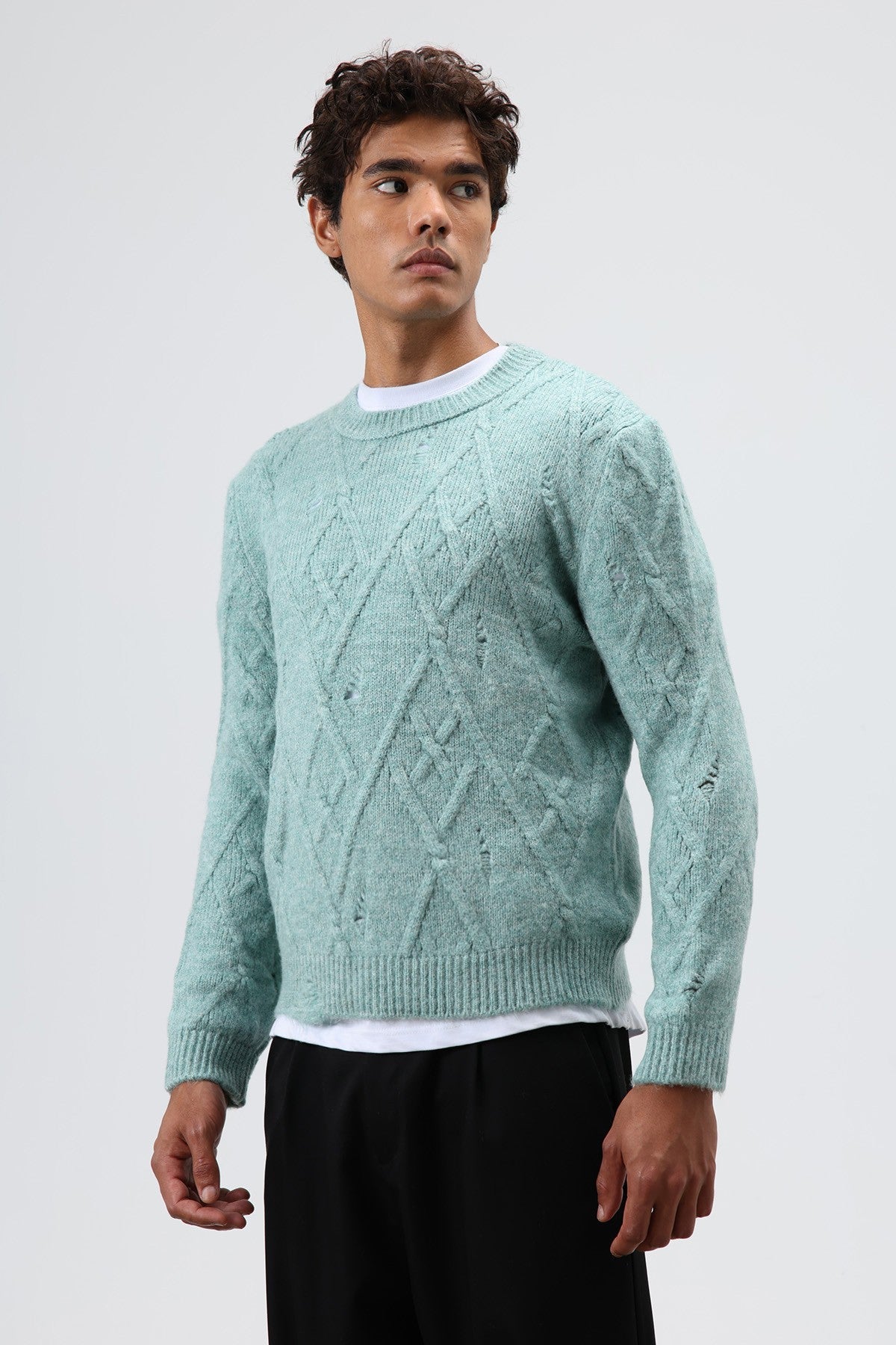 Oversize Desenli Triko Kazak